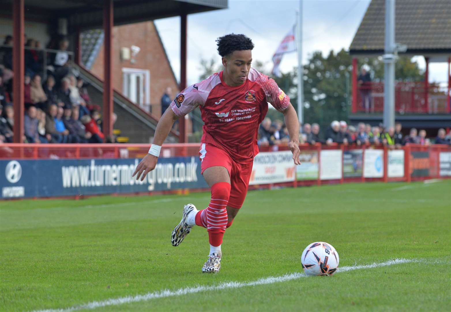 Ipswich Town Loanee Nico Valentine runs at the Kidderminster Harriers defence in Needham market's home defeat Picture: Ben Pooley