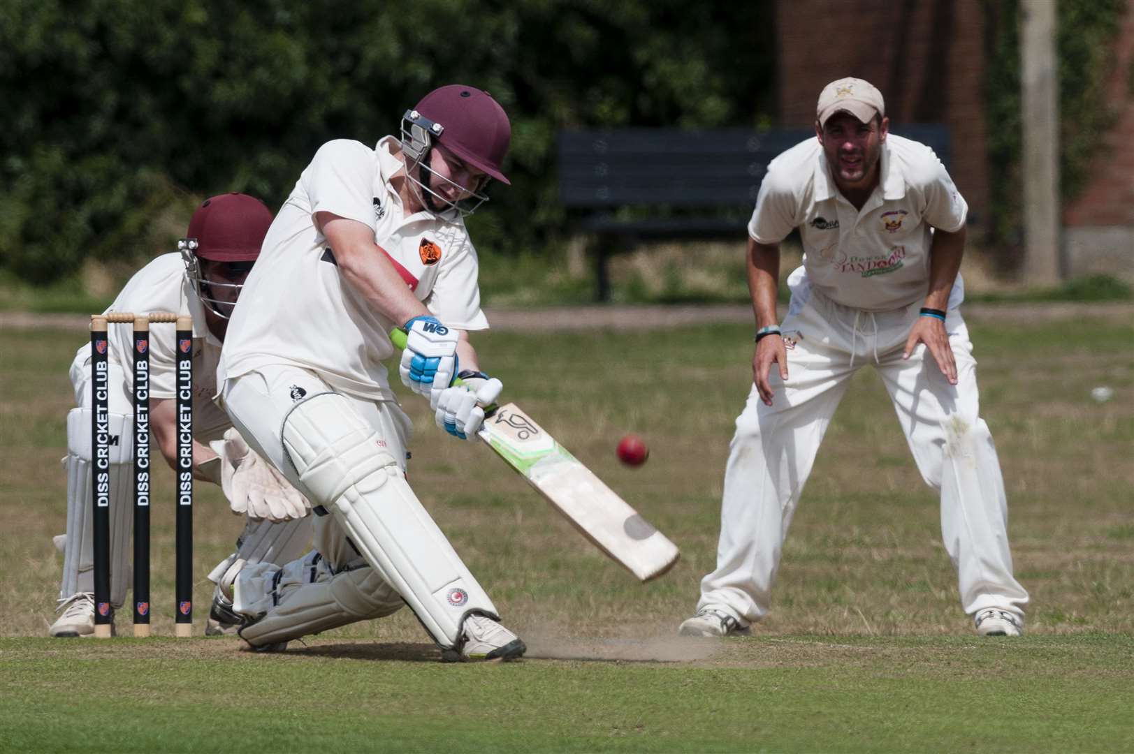 Diss, Norfolk. 04 August 2018 ..CRICKET: Diss v Downham - Lewis Taylor in bat for Diss. ..Picture by Mark Bullimore Photography. (3433787)