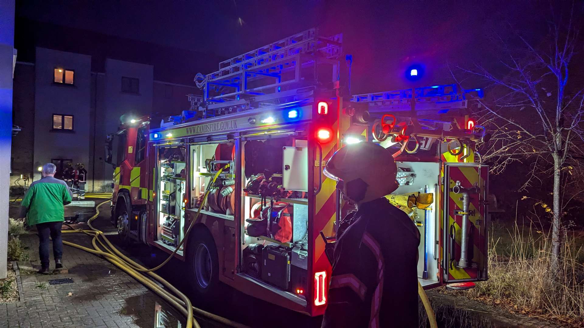 Firefighters had to extinguish the two cars that were set alight in Rickinghall. Picture: Alexander Berridge