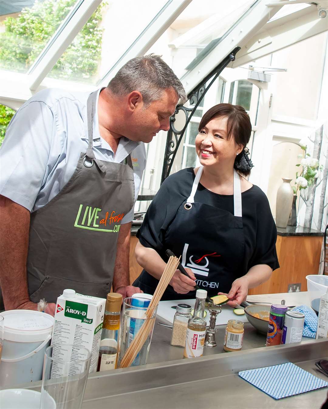 Andrew King, owner of Live Al Fresco, which puts on the BBQ cookery courses, and award-winning private chef Lilian Hiw, owner of Lilian's Kitchen, who led the asian-themed one at the Oaksmere in Eye Picture: Wendy Aiken Photography