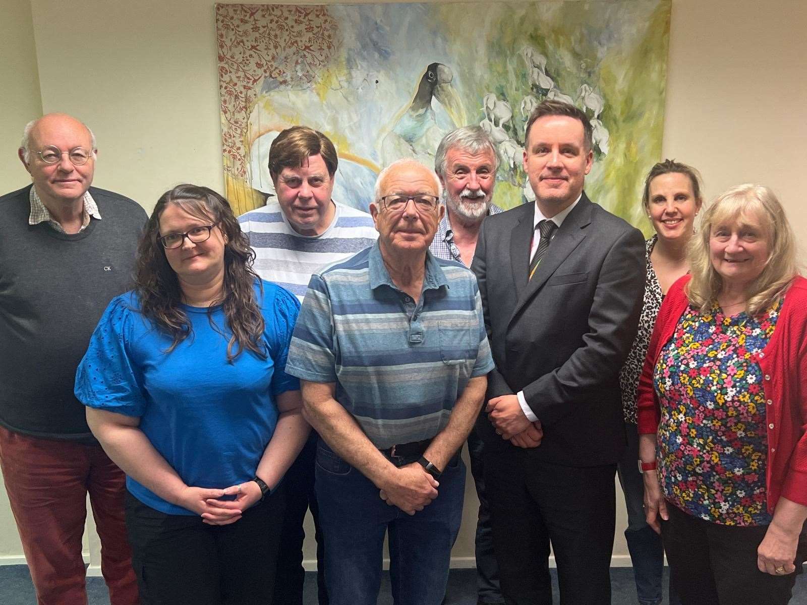 Trustees of the Taylor and Hammond Educational Trust met with Sam Stopps, third from the right, to announce the funding for young people.
