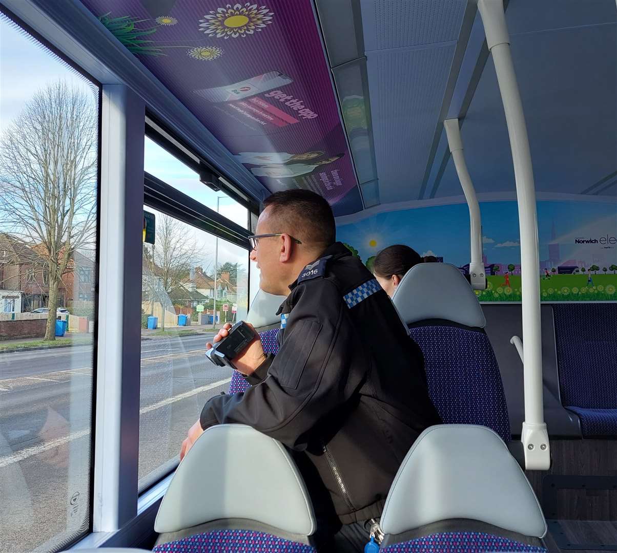 During Operation Spotlight, the officers used the buses to targeting those breaking the law in Norwich. Picture: Norfolk Constabulary