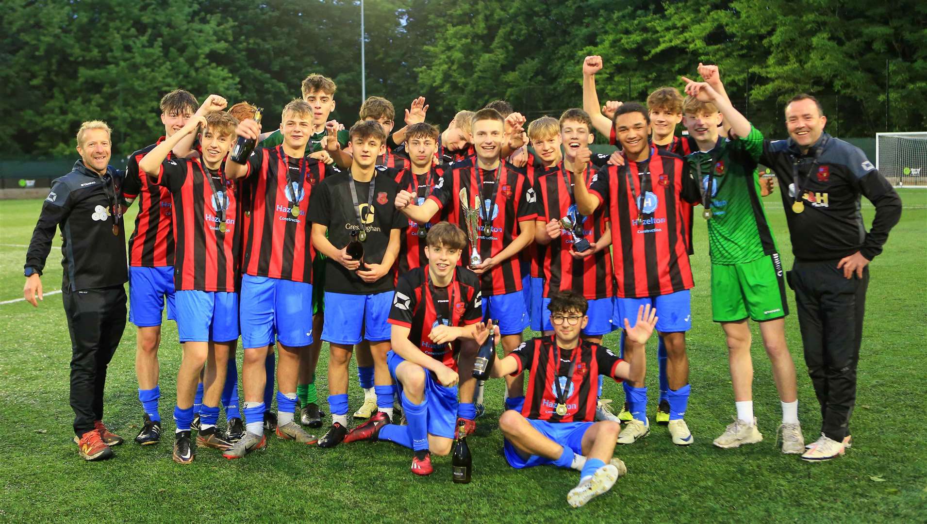 Redgrave Rangers Under-18s celebrate league title win Picture: Gary Donnison