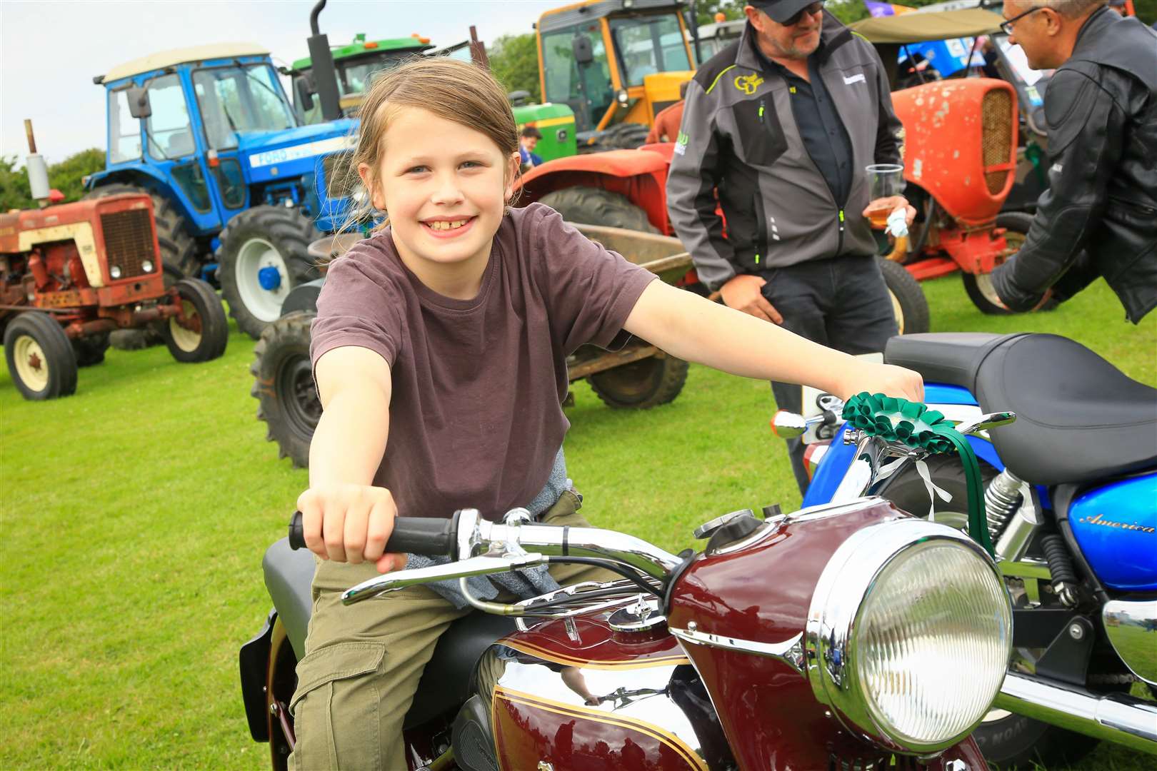 Nine-year-old Finlay Eastick trying one of the bikes at Tractorfest. Picture: Gary Donnison