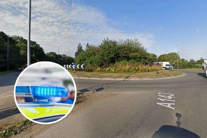 The A143 at Stuston is shut after a lorry overturned on the A140 roundabout. Picture: Google Maps. Inset: iStock