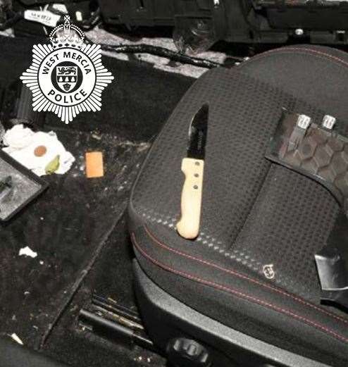 The knife that was found in Craig Nunn’s Ford Focus by garage staff after the collision. (West Mercia Police/PA)