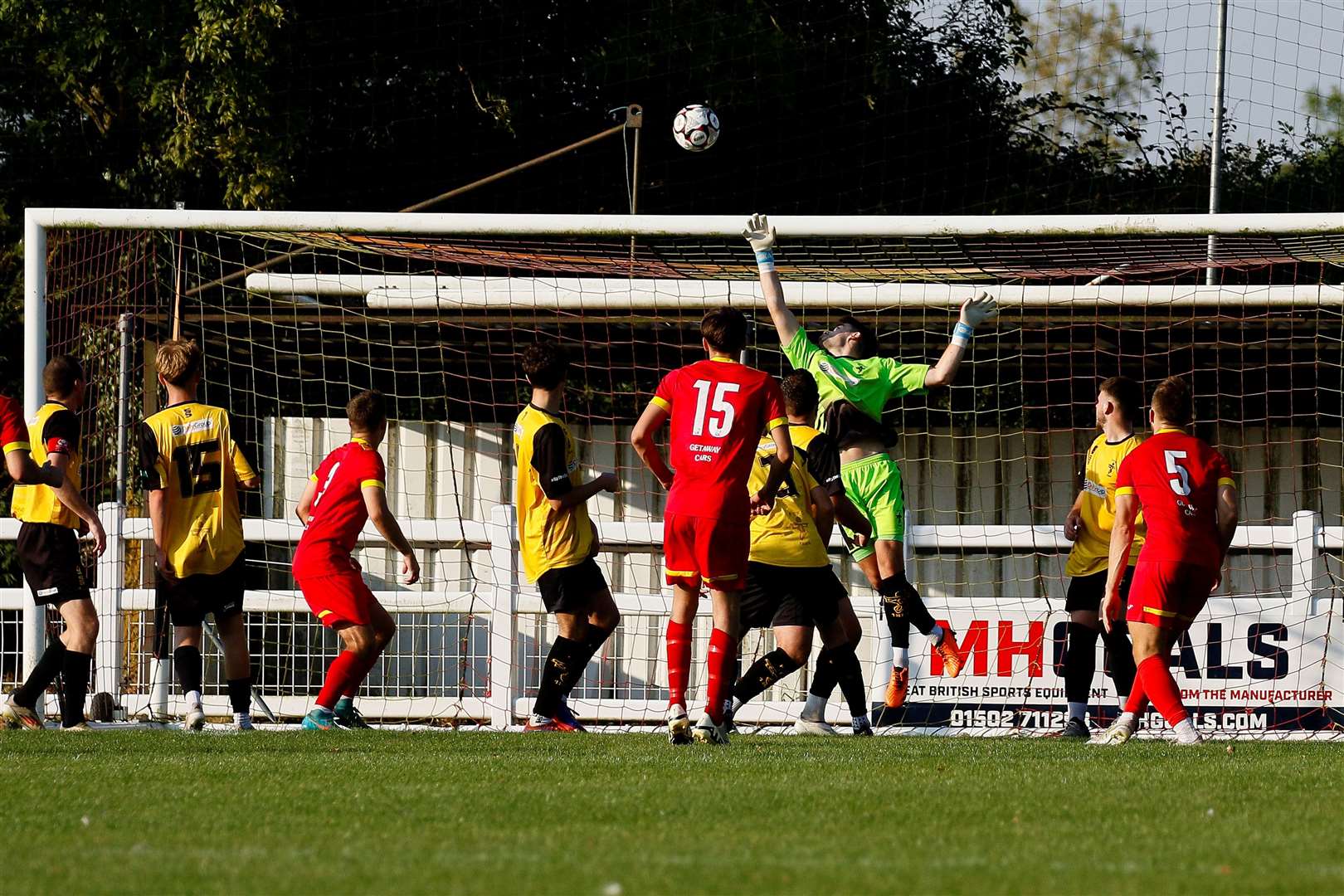 Walsham denied by a fingertip save. Picture: Mark Bullimore