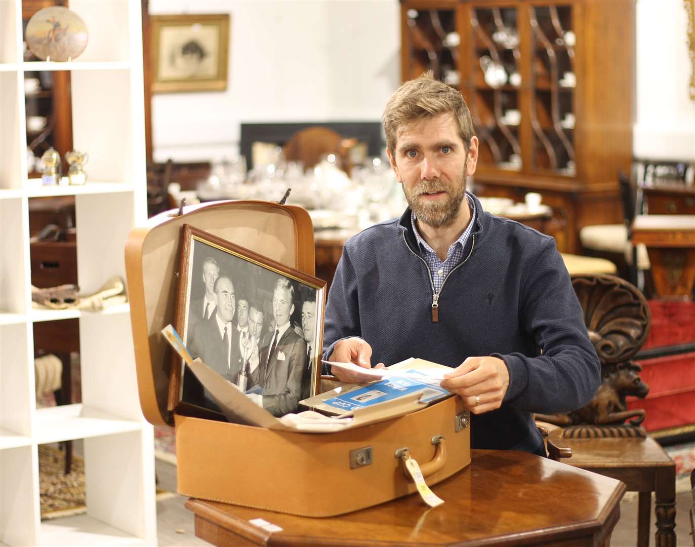 TW Gaze's book expert, Robert Henshilwood, with the Sir Alf Ramsay suitcase. Pictures: TW Gaze