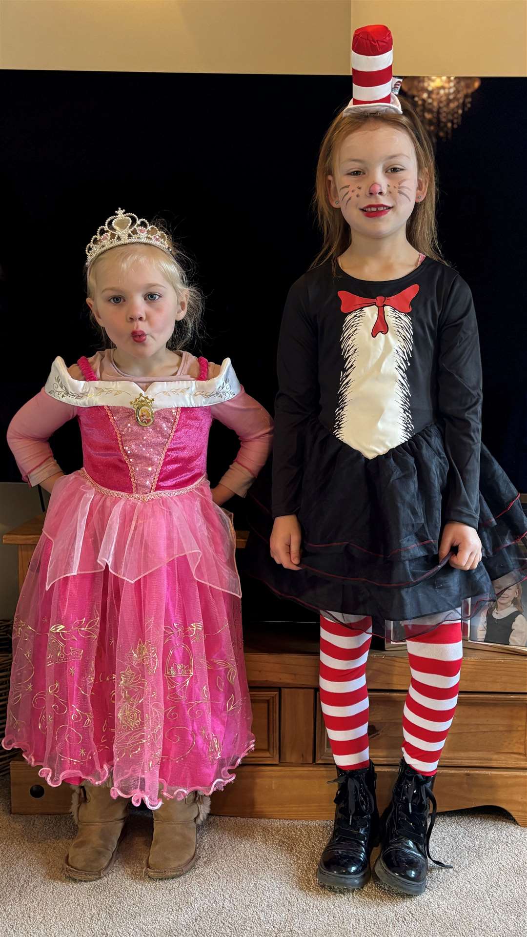 Eadie-Mae Battell (four) from Yaxley and Mellis Pre-School and Darcie-Rose Battell (six) from Mellis Primary School. Picture submitted