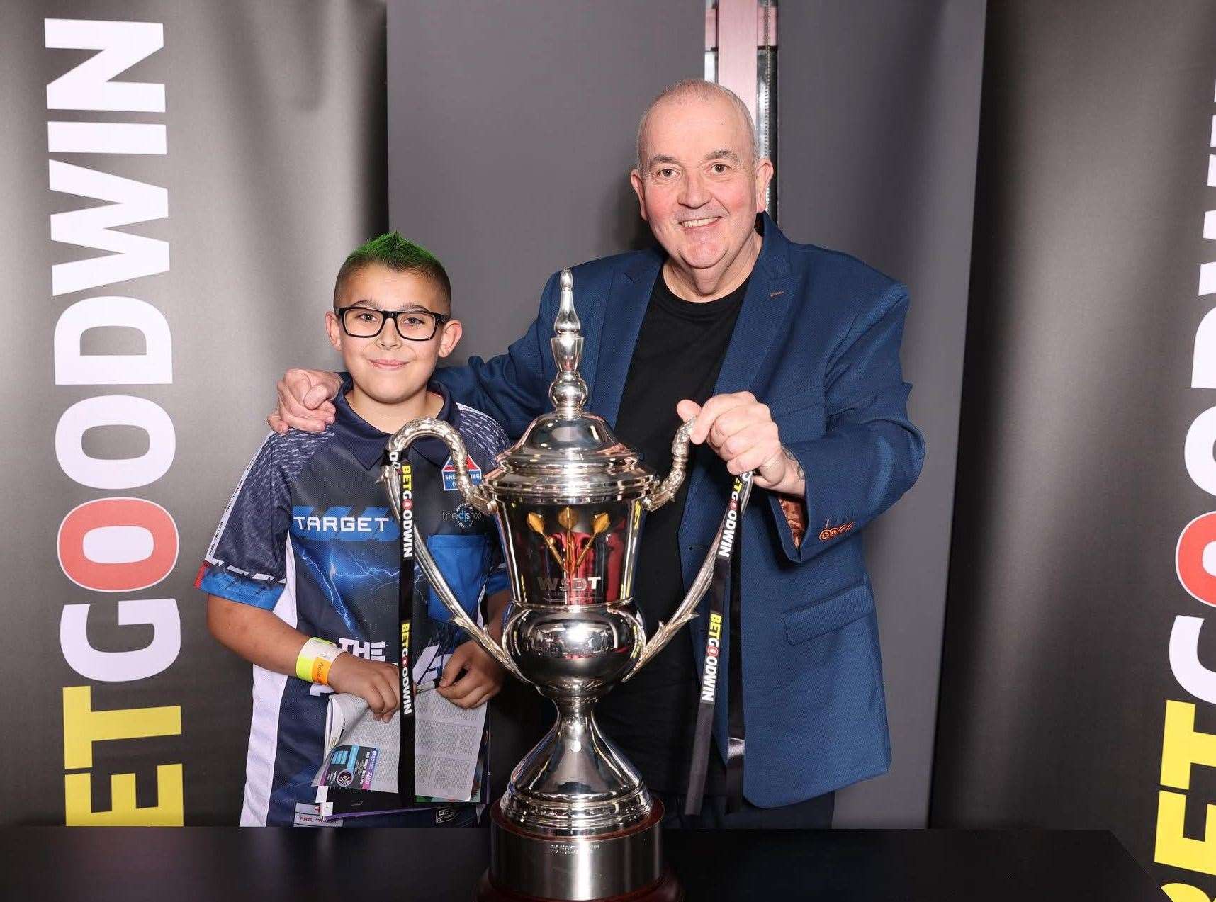 Darts wonderkid Lennon ‘The Force’ Wharf with darts icon Phil Taylor (above) and Luke Littler (below) Pictures: Gary Wharf