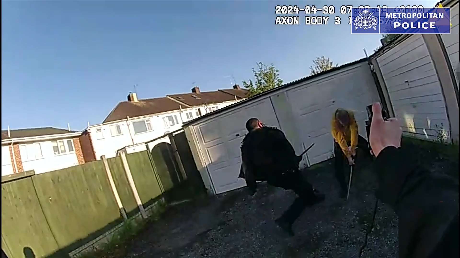 Body worn footage of Inspector Moloy Campbell confronting Monzo in a car park (Met Police/PA)
