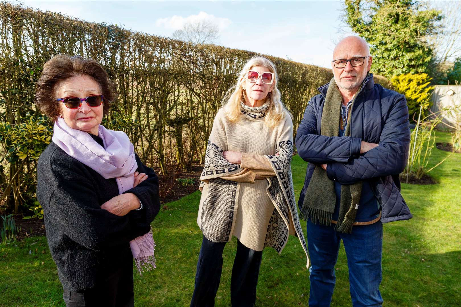 Pinky Palmer (left) with Eye town mayor Tunie Brandon and Stephen Neave, the original developer who built the house Pinky is living in. Pictures: Mark Bullimore