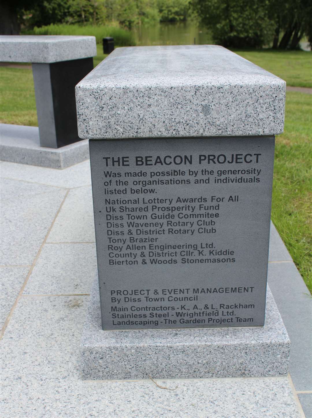 Organisations and individuals have been thanked on the beacon for their help with the project. Pictures: Diss Town Council