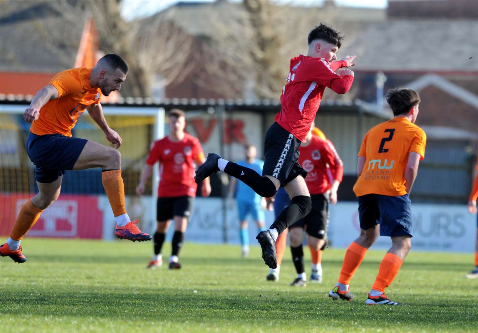 Match action from Pinchbeck United's home draw with Diss Town on Saturday Picture: Chris Lowndes
