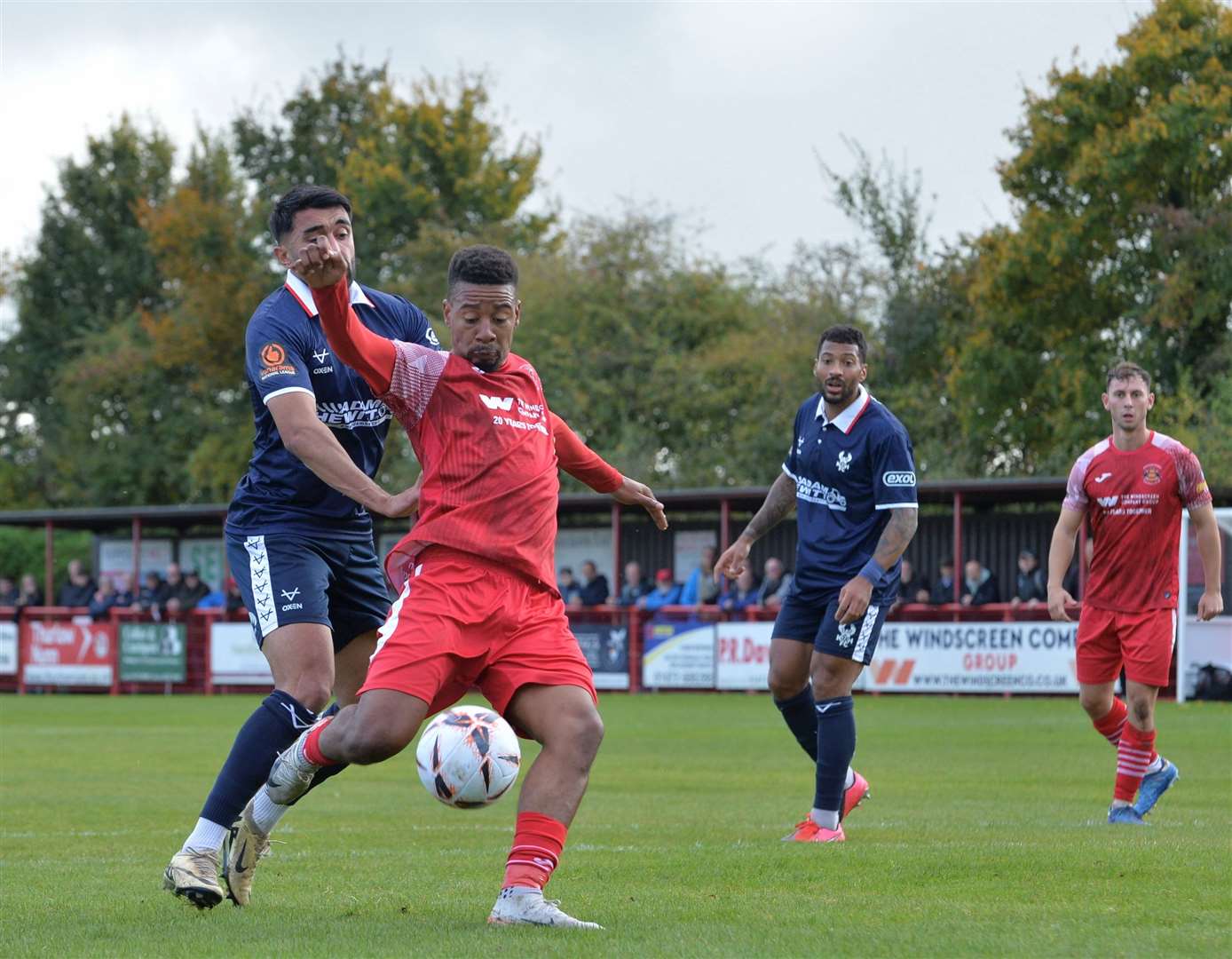 Needham Market's most recent signing, Reggie Lambe, prepares to fire in a shot at goal against Kidderminster Harriers after returning from international duty with Bermuda Picture: Ben Pooley