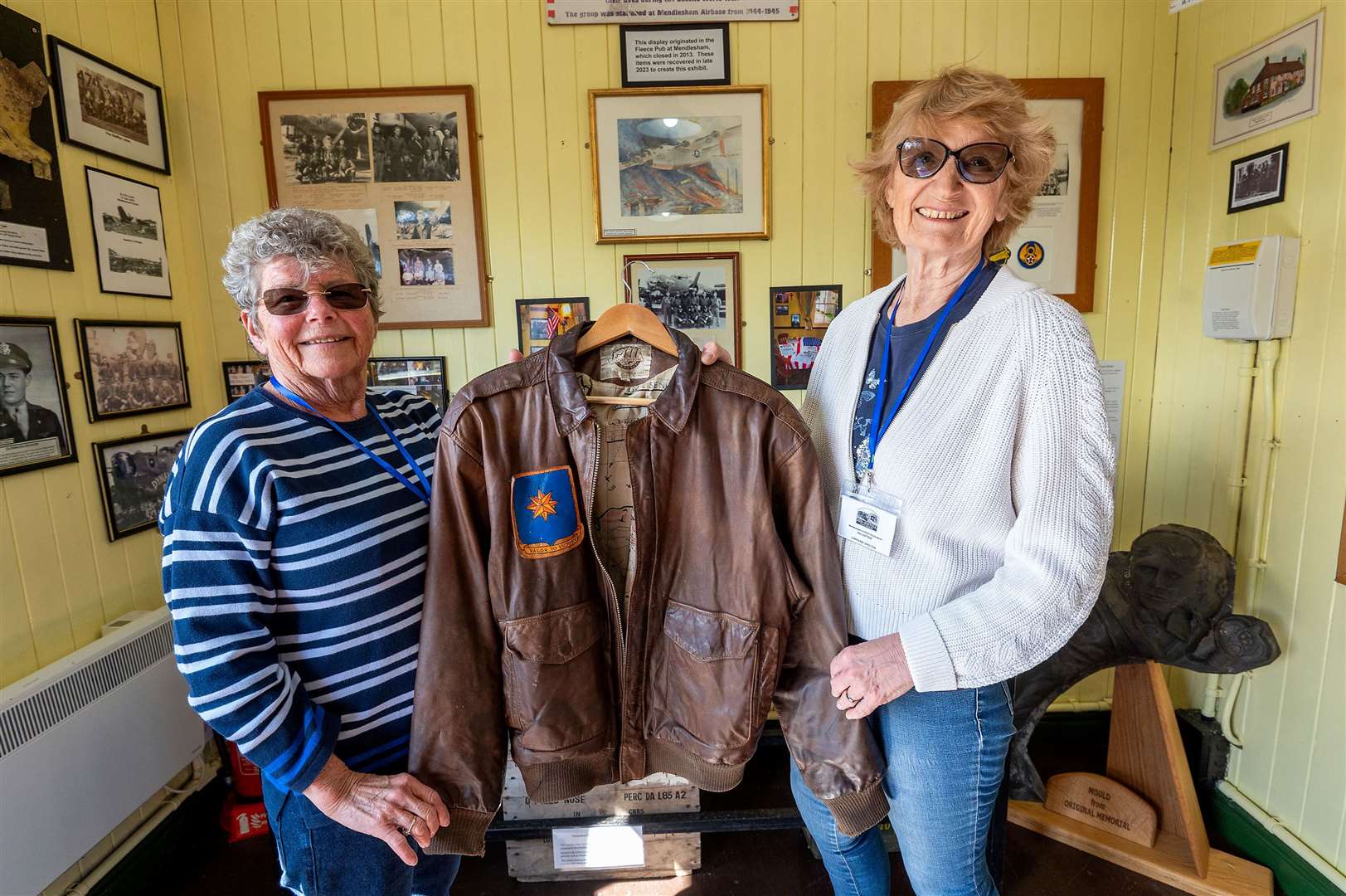 Anne Webb and Lorraine Shelton in the new Mendlesham Airfield Association exhibition