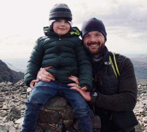 Jasper and Peter at the summit of Scafell Pike. Picture submitted