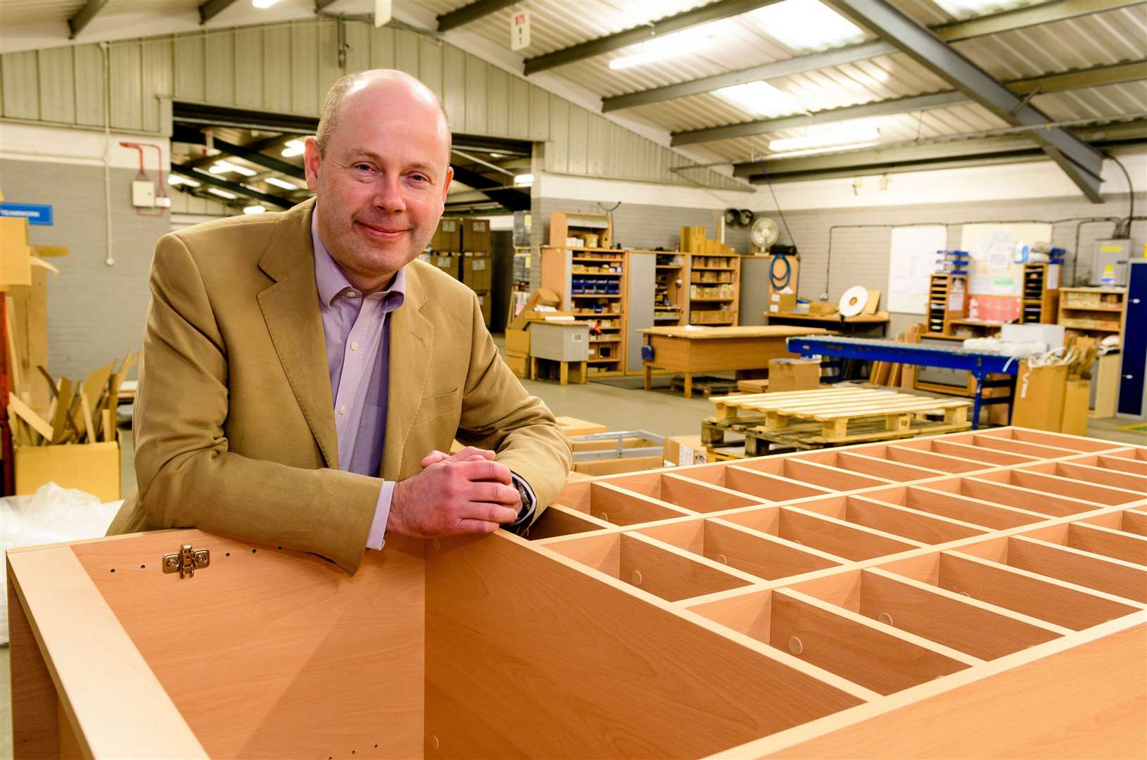 26/02/2020, Attleborough, England. ..Attleborough based office furniture manufacturer, Lee & Plumpton is celebrating the 45th anniversary, picture is Managing Director Andrew Lee. ..Photo by Mark Bullimore.