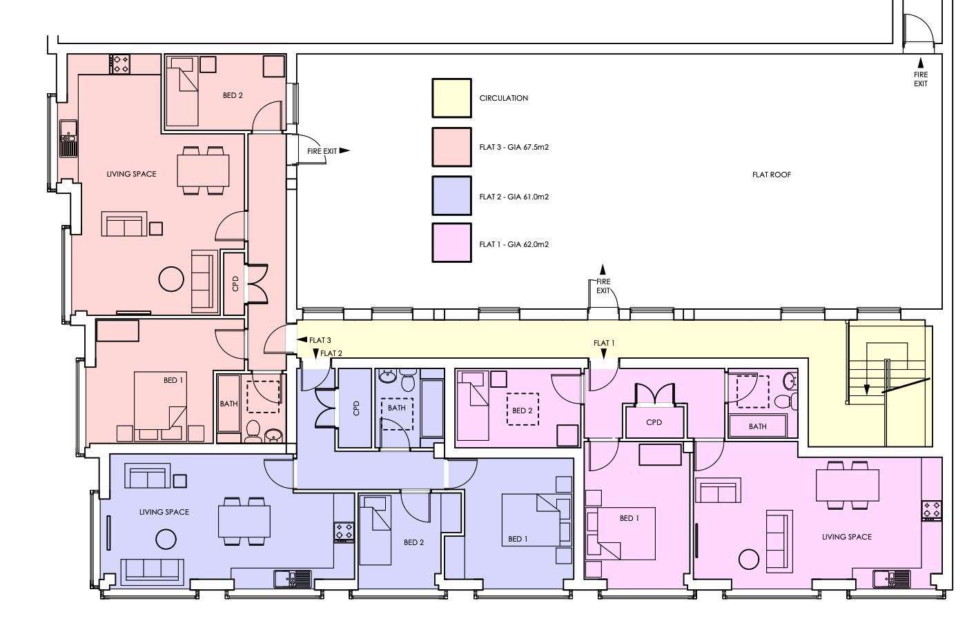 The plan for the flats at 22/24 Mere Street, Diss. Picture: Anglia Design/South Norfolk Council