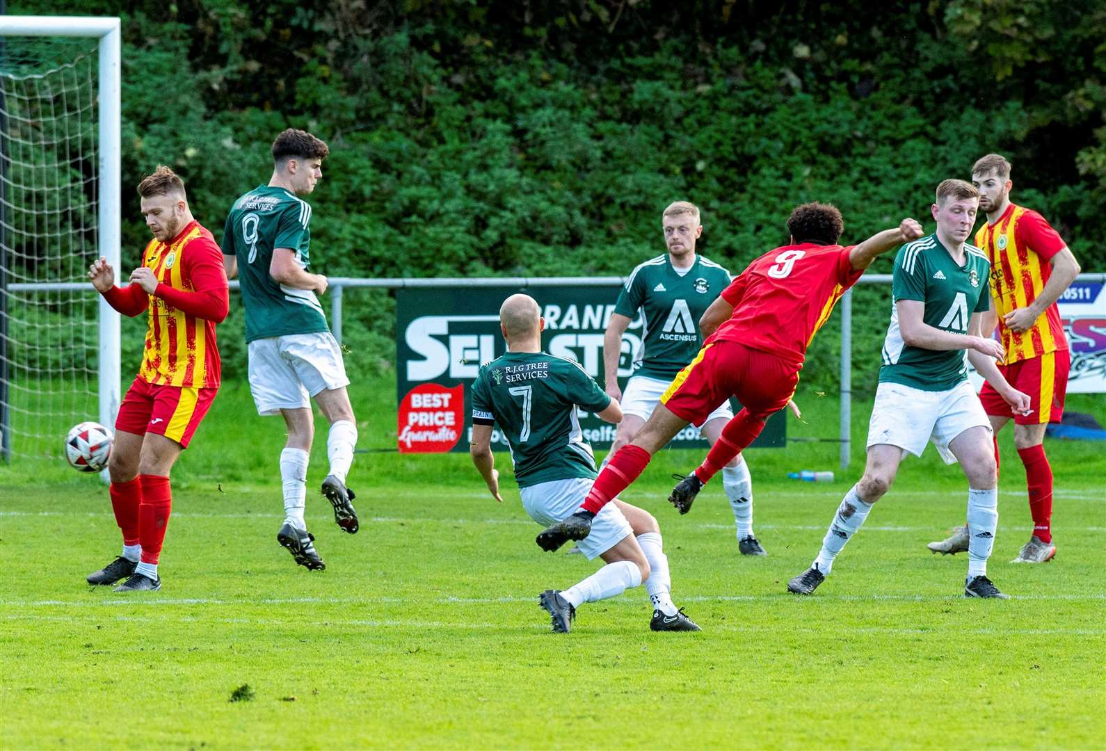 Walsham’s Ethan Garcia scores in the first round proper victory at Lakenheath Picture: Mark Westley