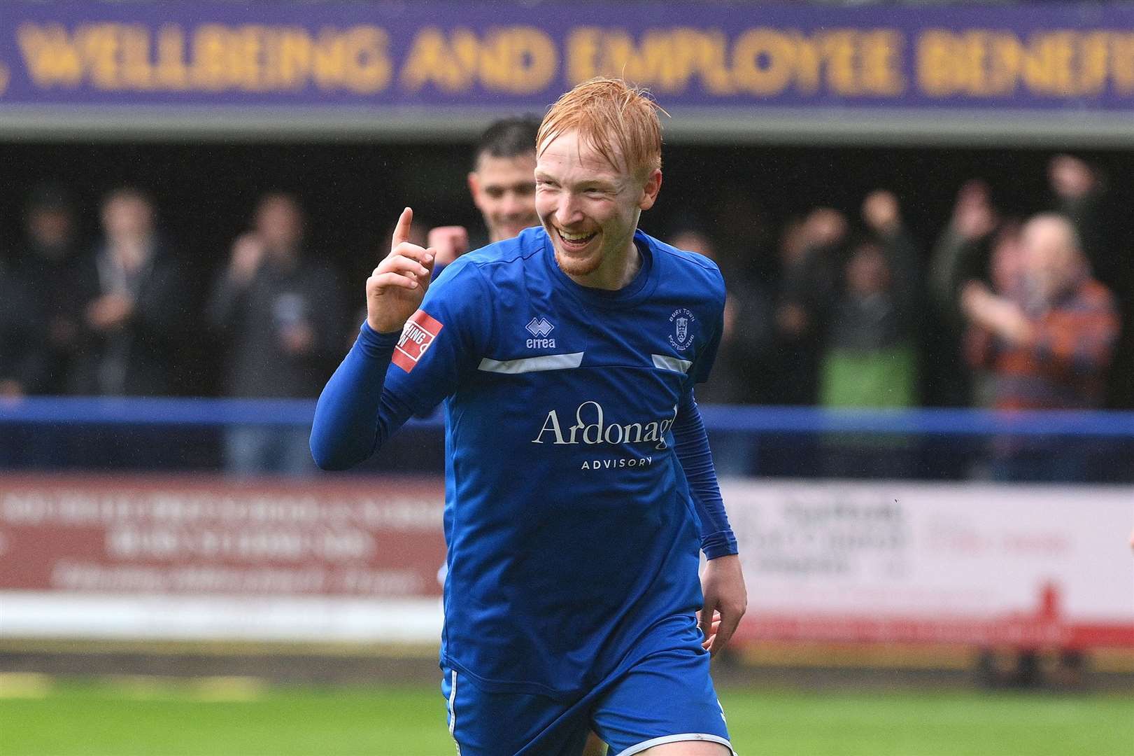 Ethan Mayhew scores for Bury. Picture: Mecha Morton