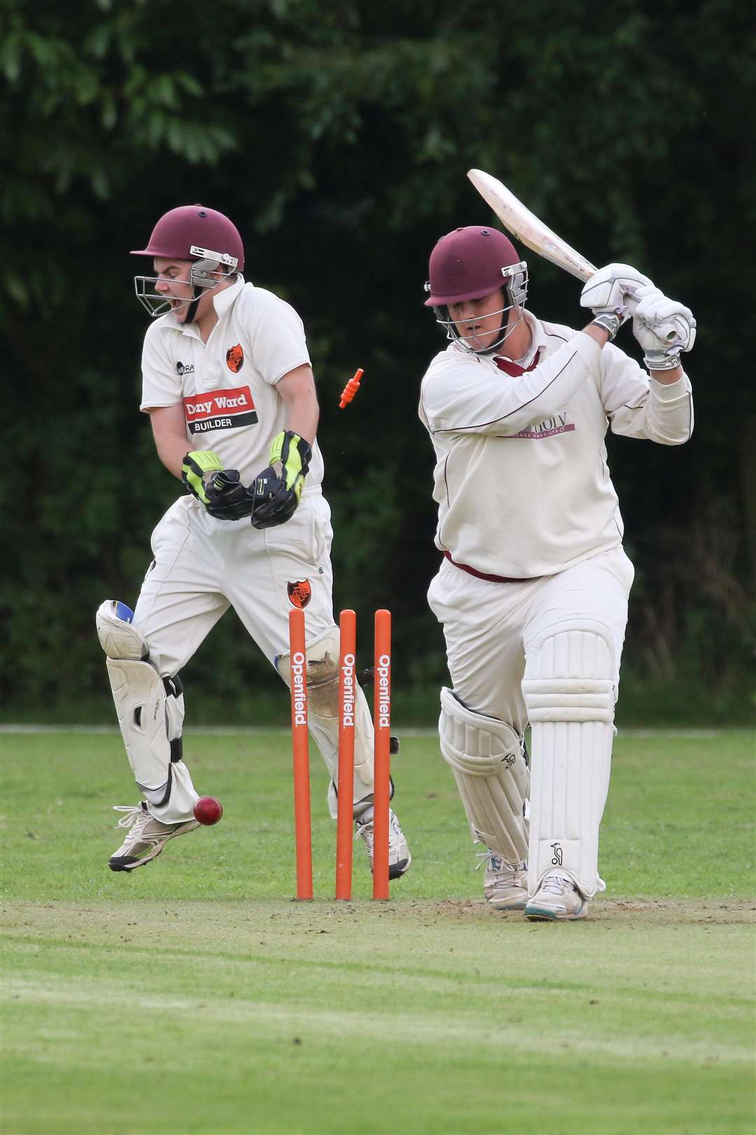 BAILS FLY: Old Buckenham batsman Ben Sheering is bowled by Sam Hunt (Picture: Gary Donnison)
