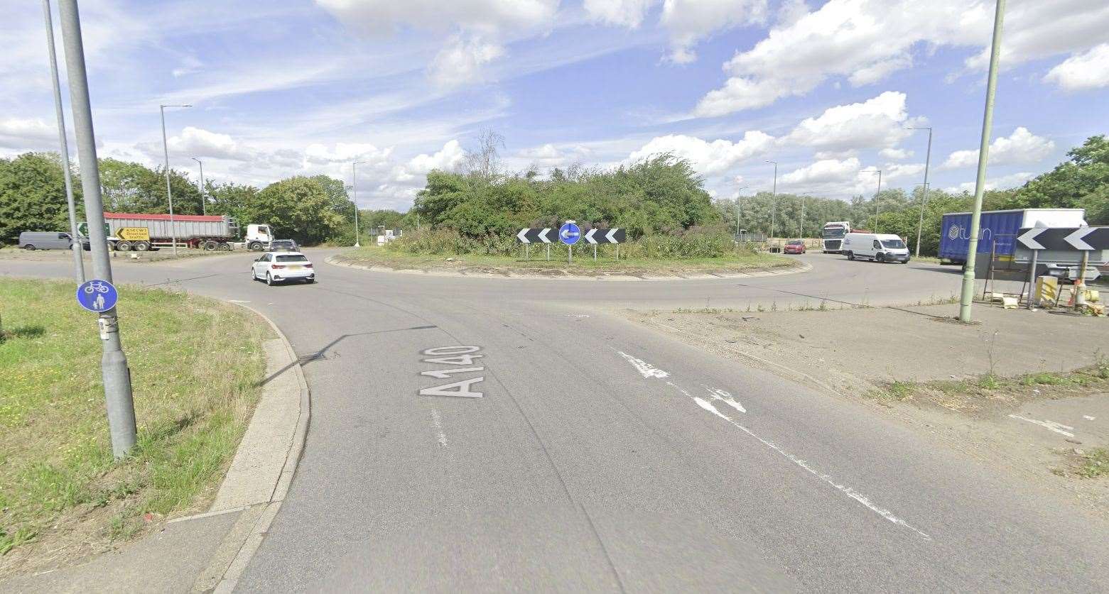 A lorry breakdown on the A140 at Stuston, near to the Scole roundabout, is causing delays on both the A140 towards Ipswich and the A143. Picture: Google Maps