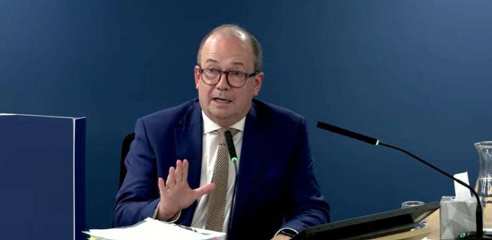 Northern Ireland chief medical officer Sir Michael McBride giving evidence for module 7 to the UK Covid-19 Inquiry in London (UK Covid-19 Inquiry/PA)