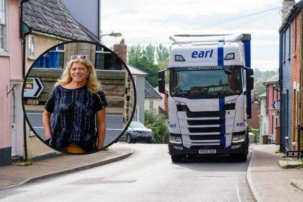 Tunie Brandon, inset, is angry that the ban on HGVs have been lifted. Pictures: Mark Bullimore