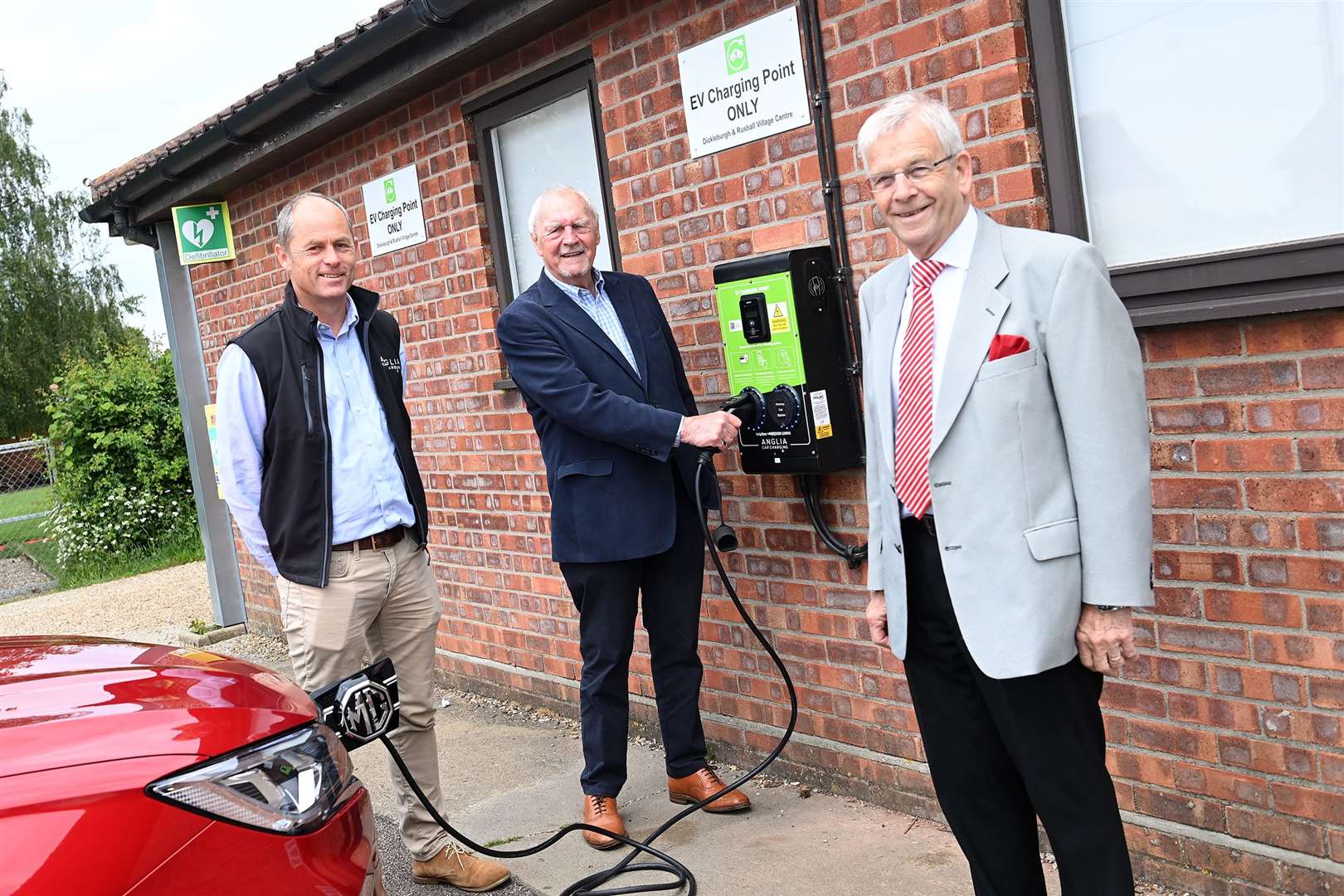 Anglia Car Charging Operations Manager Andy Drinkell, Terry Clarkson and West Depwade Councillor Barry Duffin. Picture: Mecha Morton.