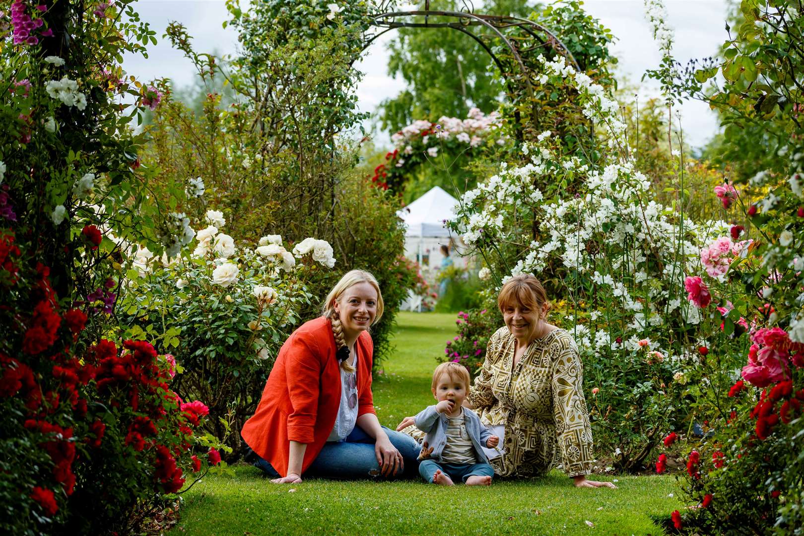 Rebecca Forder, Charlie Forder and Susan Bayliss at the Peter Beales Rose Festival in Attleborough. Picture: Mark Bullimore