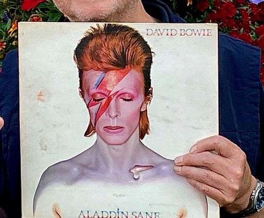 Steve with his Aladdin Sane album he bought when it first came out in 1973. Picture submitted
