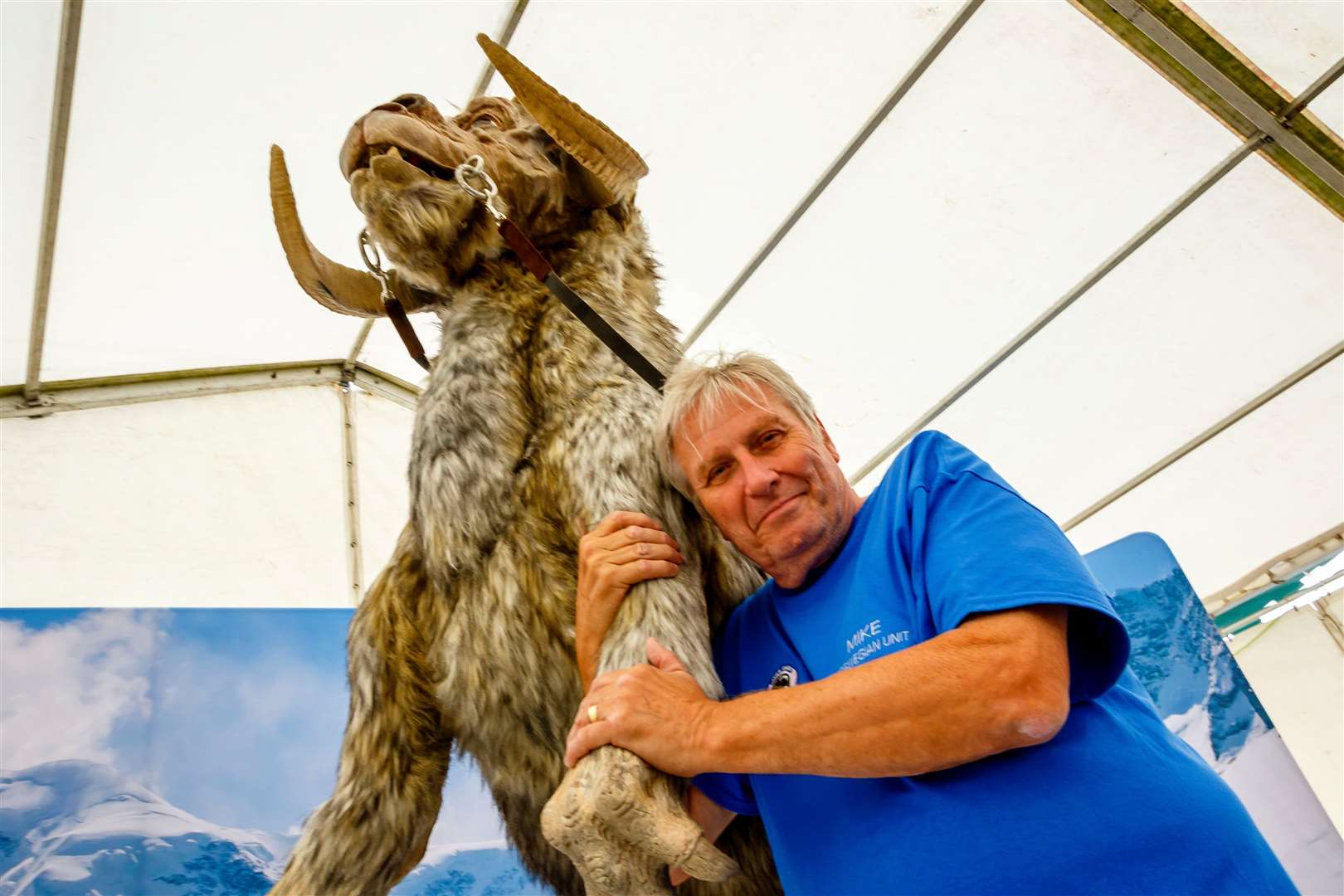 Prop maker Michael Whiteley with his Tauntaun. Pictures: Mark Bullimore