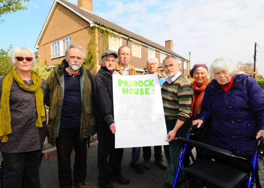 Eye, Suffolk. Mid Suffolk District Council has purchased the former Paddock House care home site. A number of residents gather on Saturday, as they are fearful there will not be any consultation with the council. ''Picture: MARK BULLIMORE