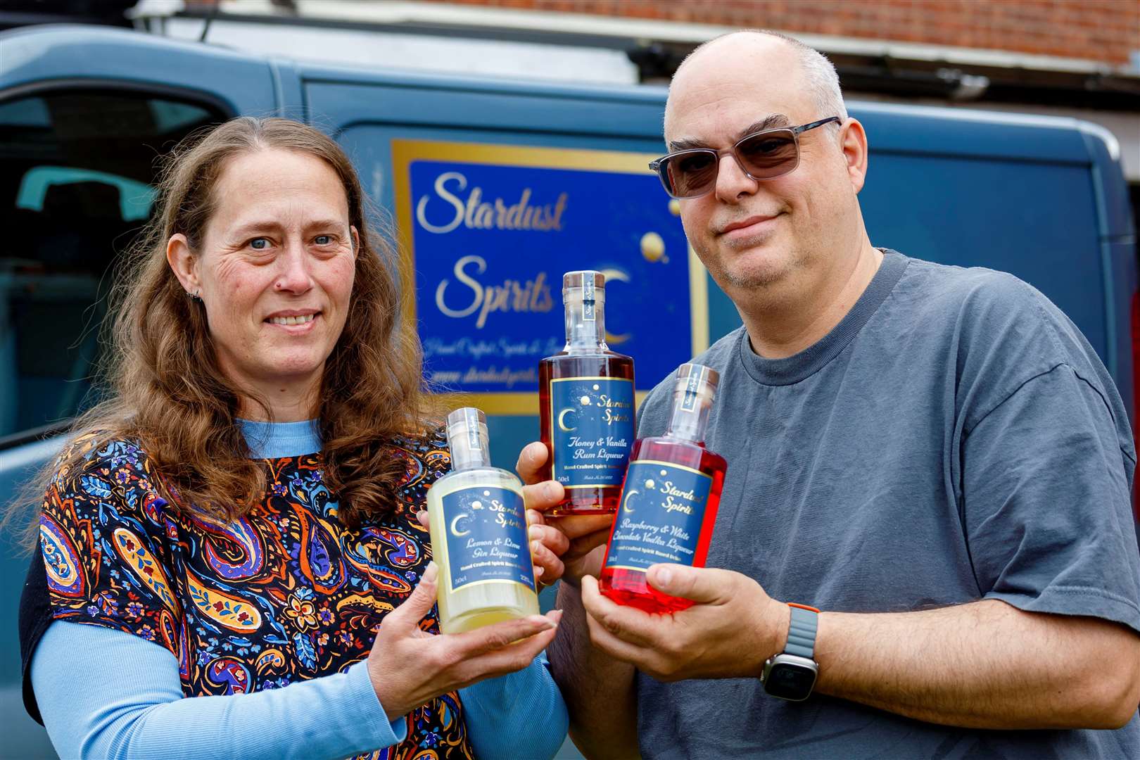 Garry and Lindsay Bowman of Stardust Spirits with their award-winning drinks. Picture: Mark Bullimore