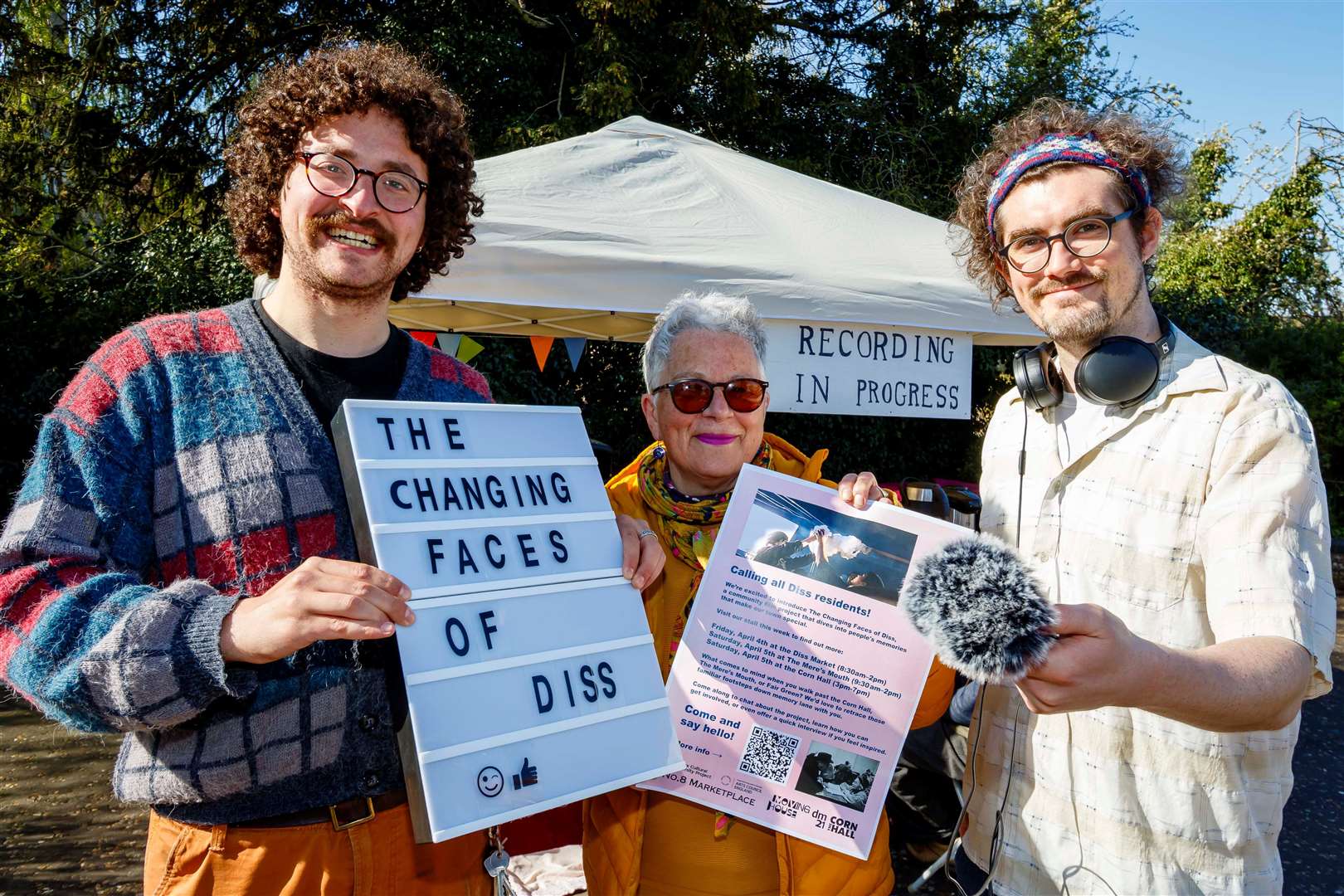 Jonathan Ben-Shaul and Louis Norris, of Moving House Films, with project volunteer Deb Cousins.Picture: Mark Bullimore