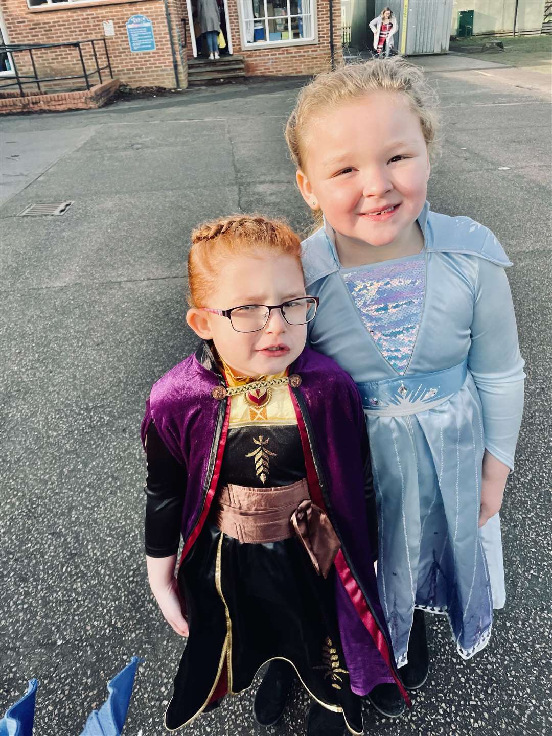 Sisters Evie, seven, and Emmie Jefferson, six, from Harleston, dressed as Anna and Elsa from Frozen.