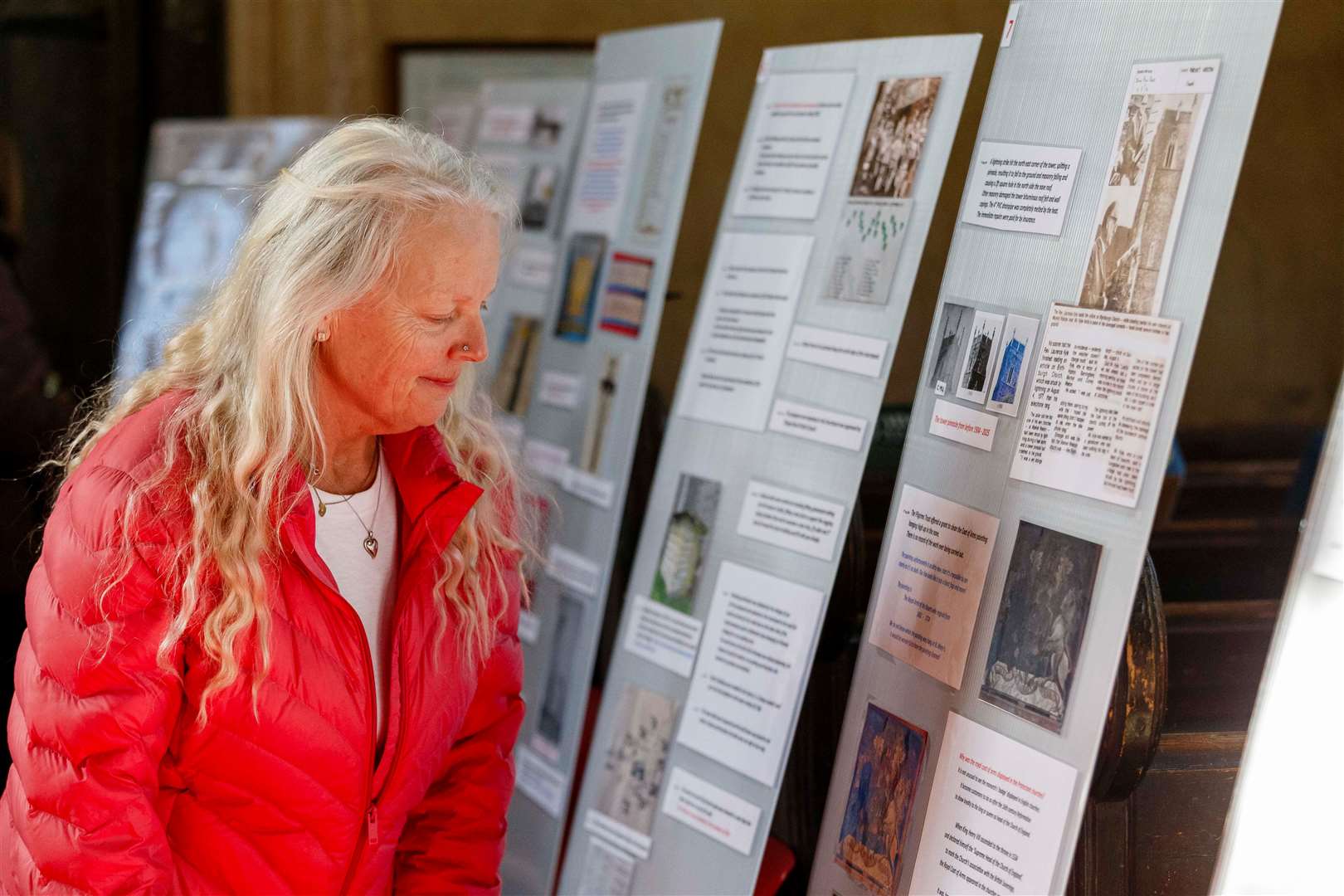 Displays showed the history of the five-year restoration project as well as historic church records. Picture: Mark Bullimore