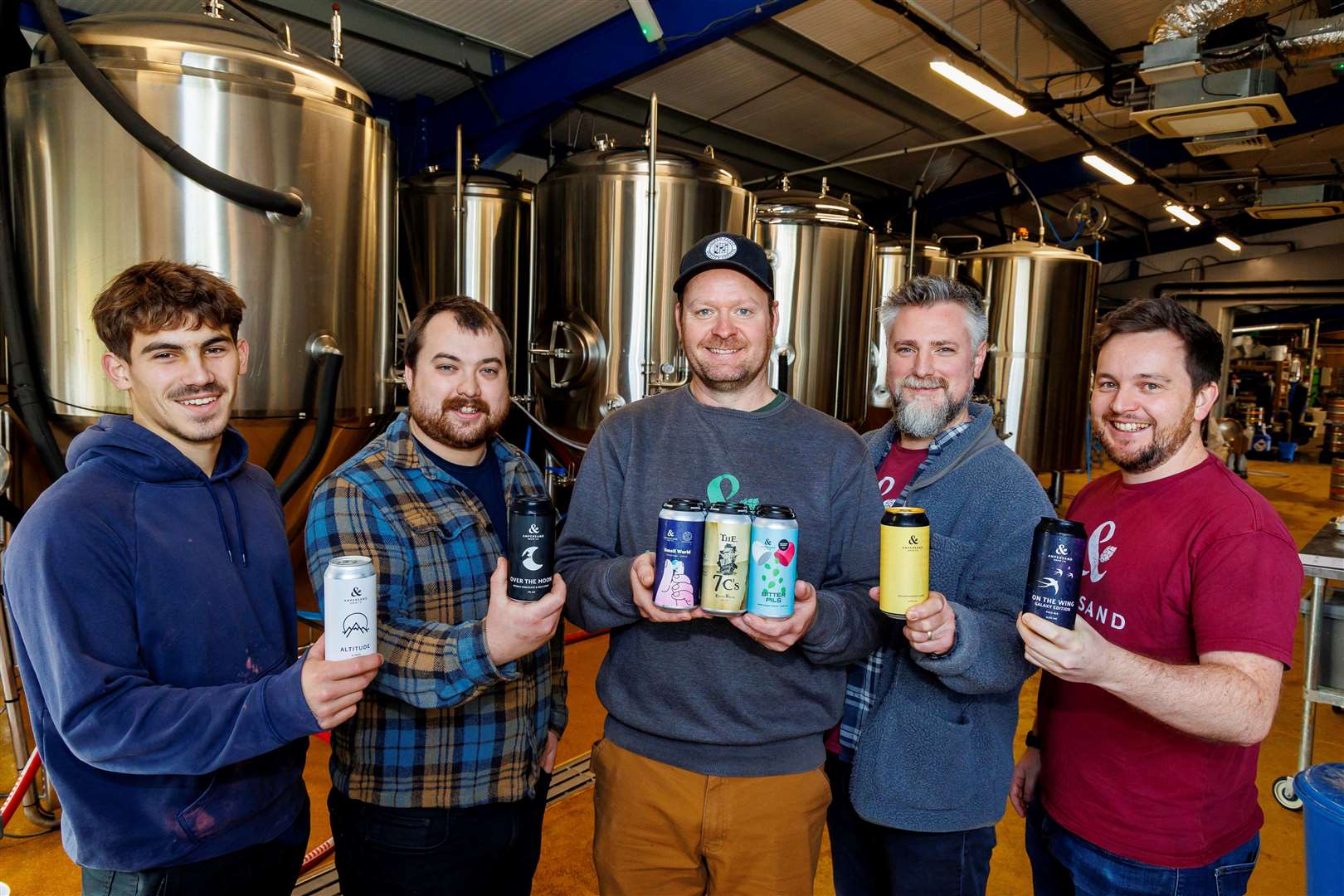 Ben Emms, Philip Wagg, Andy Hipwell, Dan Burrows and Stuart Morrison at Ampersand Brewery. Pictures: Mark Bullimore