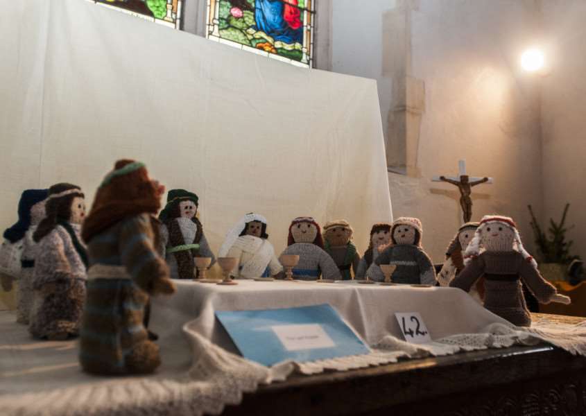 Jenny Vere and others have created over 50 bible scenes out of knitted figures and props to be displayed in St Nicholas Church, North Lopham.
