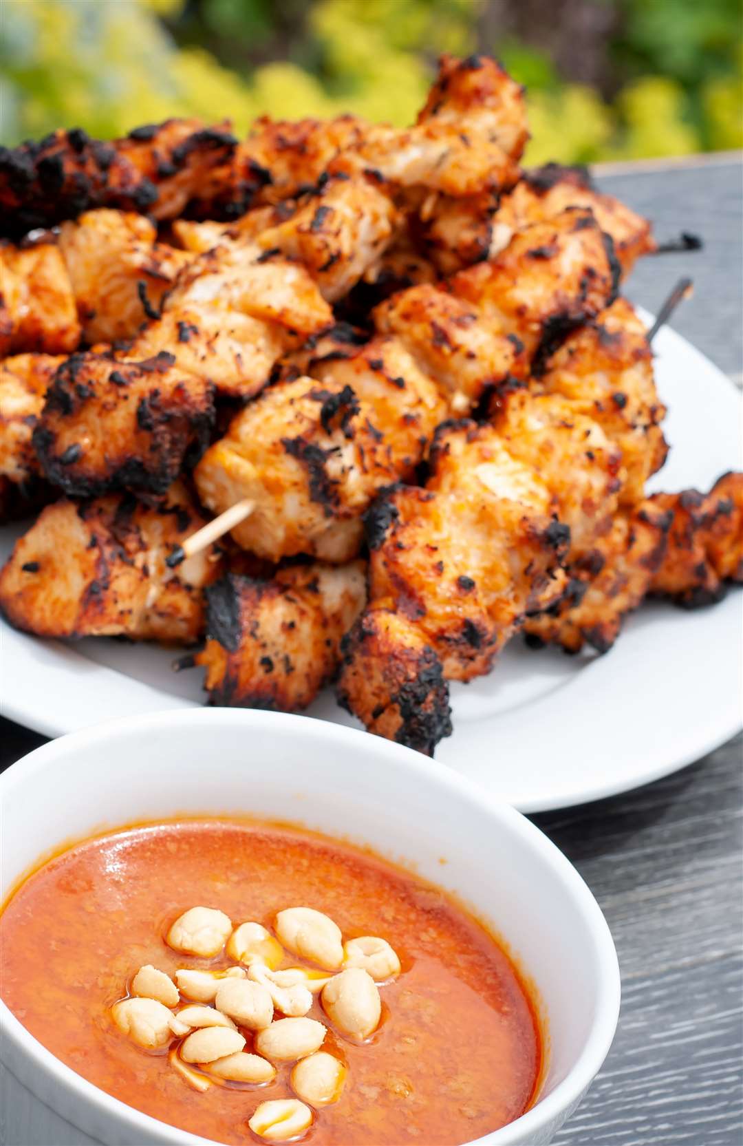 Thai chicken skewers with a spicy peanut sauce at the Al Fresco Live BBQ cooking course Picture: Wendy Aiken Photography