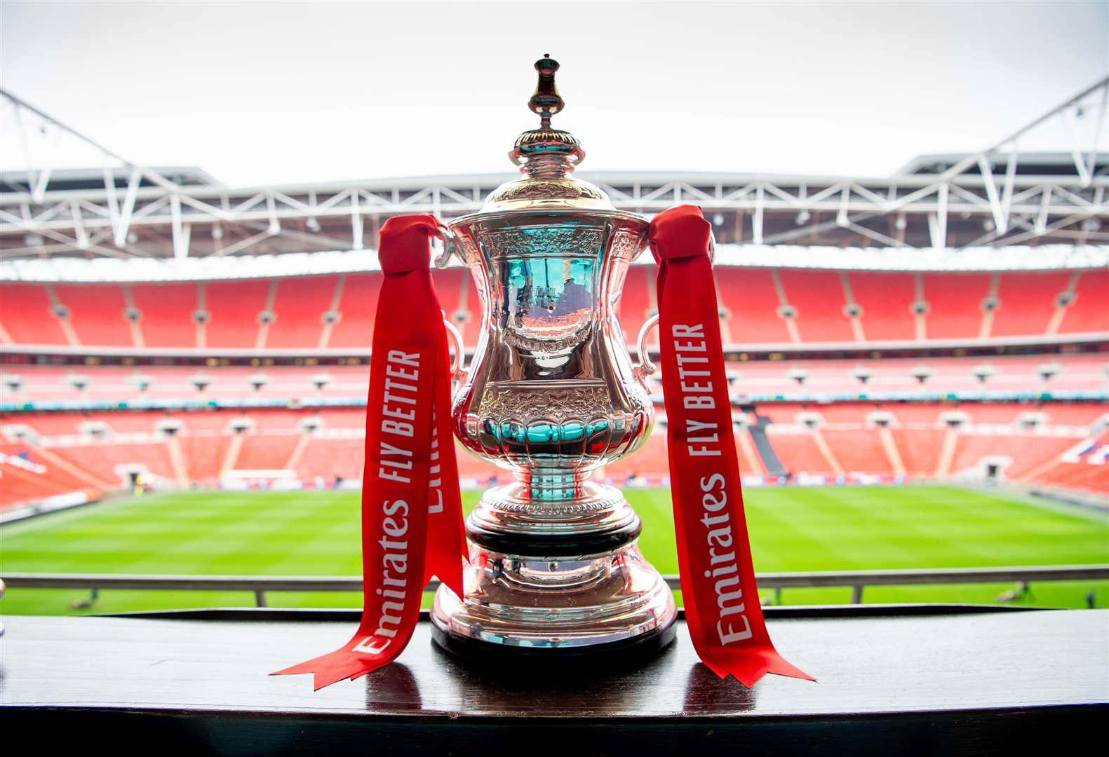 The Emirrates FA Cup trophy which will be contested at Wembley Stadium once again in May Picture: FA