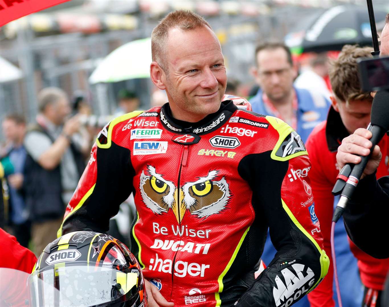 Shane Byrne has not been able to race since the accident in 2018, which left in a neck brace. Picture: PSP Images