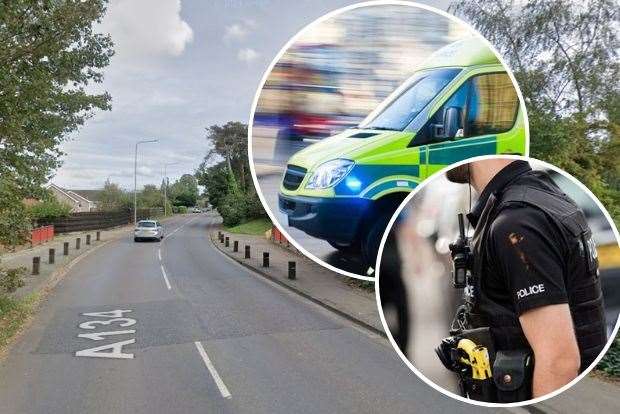 A section of the A134 Brandon Road was closed for just under an hour as emergency services attended the scene. Pictures: Google Maps / iStock