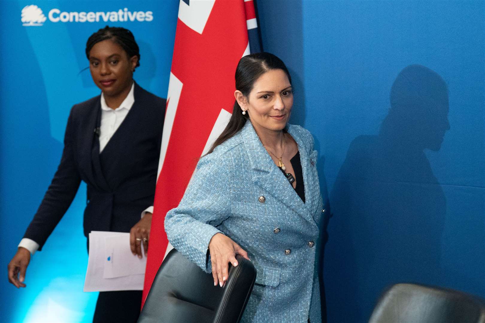 Shadow foreign secretary Dame Priti Patel, right, said the Conservatives are working ‘flat-out’ to rebuild trust (PA)