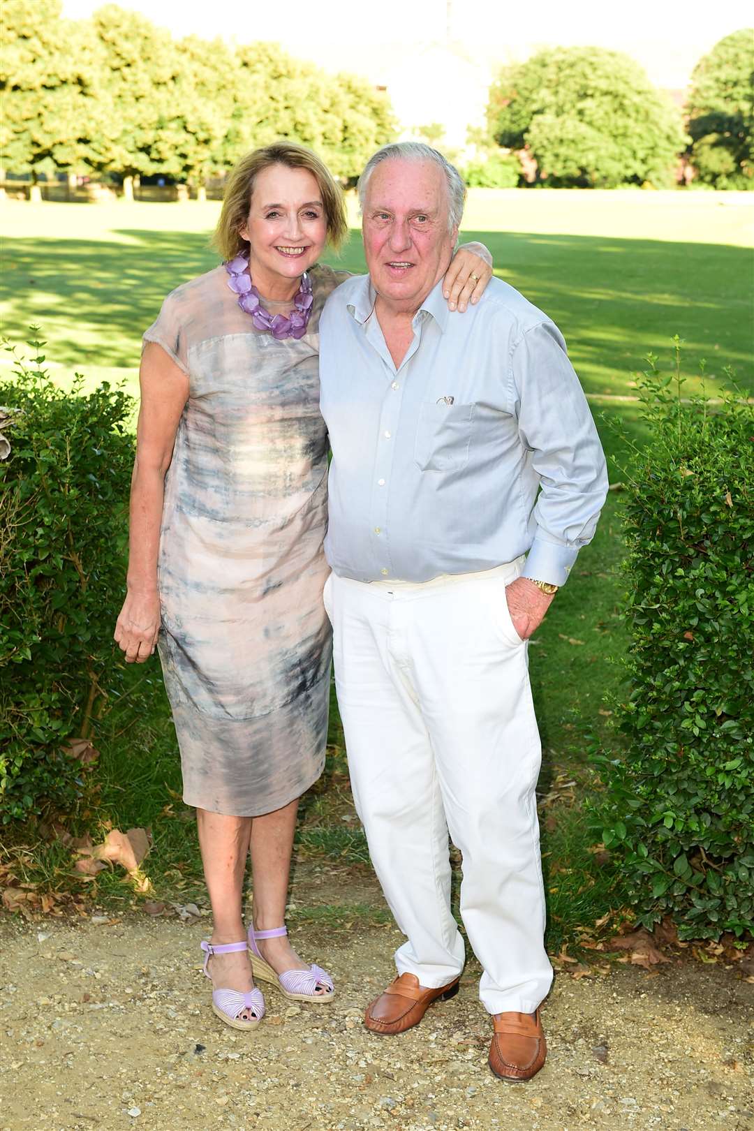 Sandy Molloy and Frederick Forsyth attending the Frost Summer Party Fundraiser (Ian West/PA)