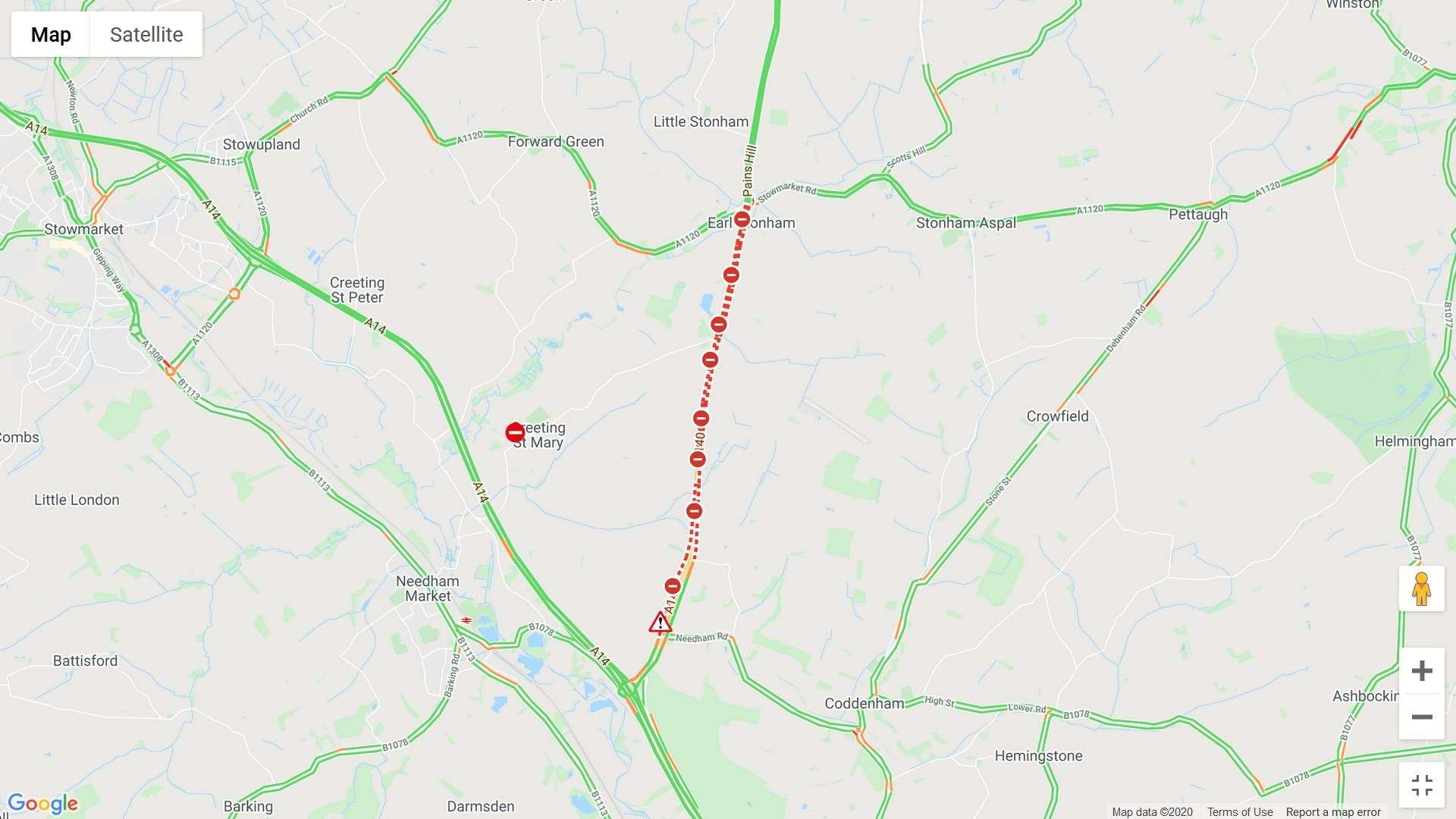 There have been tailbacks overnight after a crash on the A140