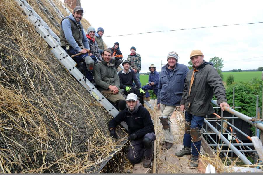 Thatcher Graham Borrill fell from a rood whilst working. 10 thatchers from around the area have come together to finish the job in a show of solidarity ANL-161019-184244009