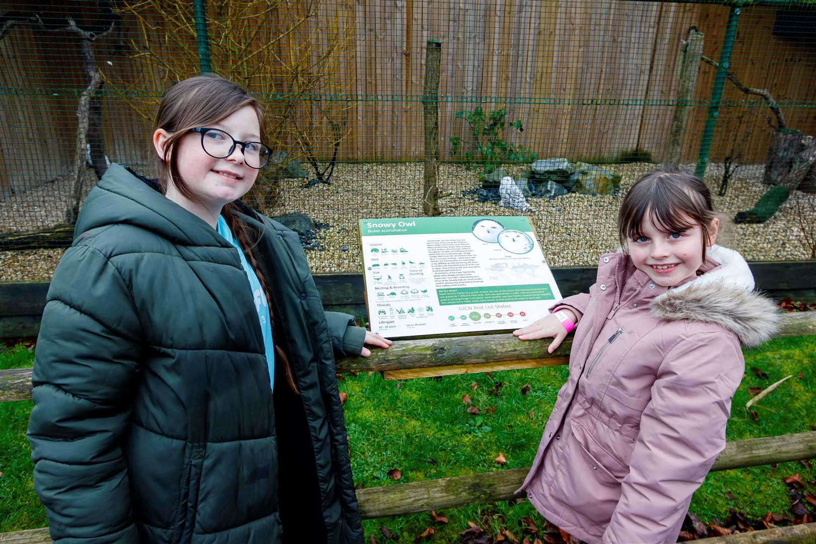 Beth and Kendall Wilkinson in front of the snowy owl enclosure at the Suffolk Owl Sanctuary. Pictures: Mark Bullimore