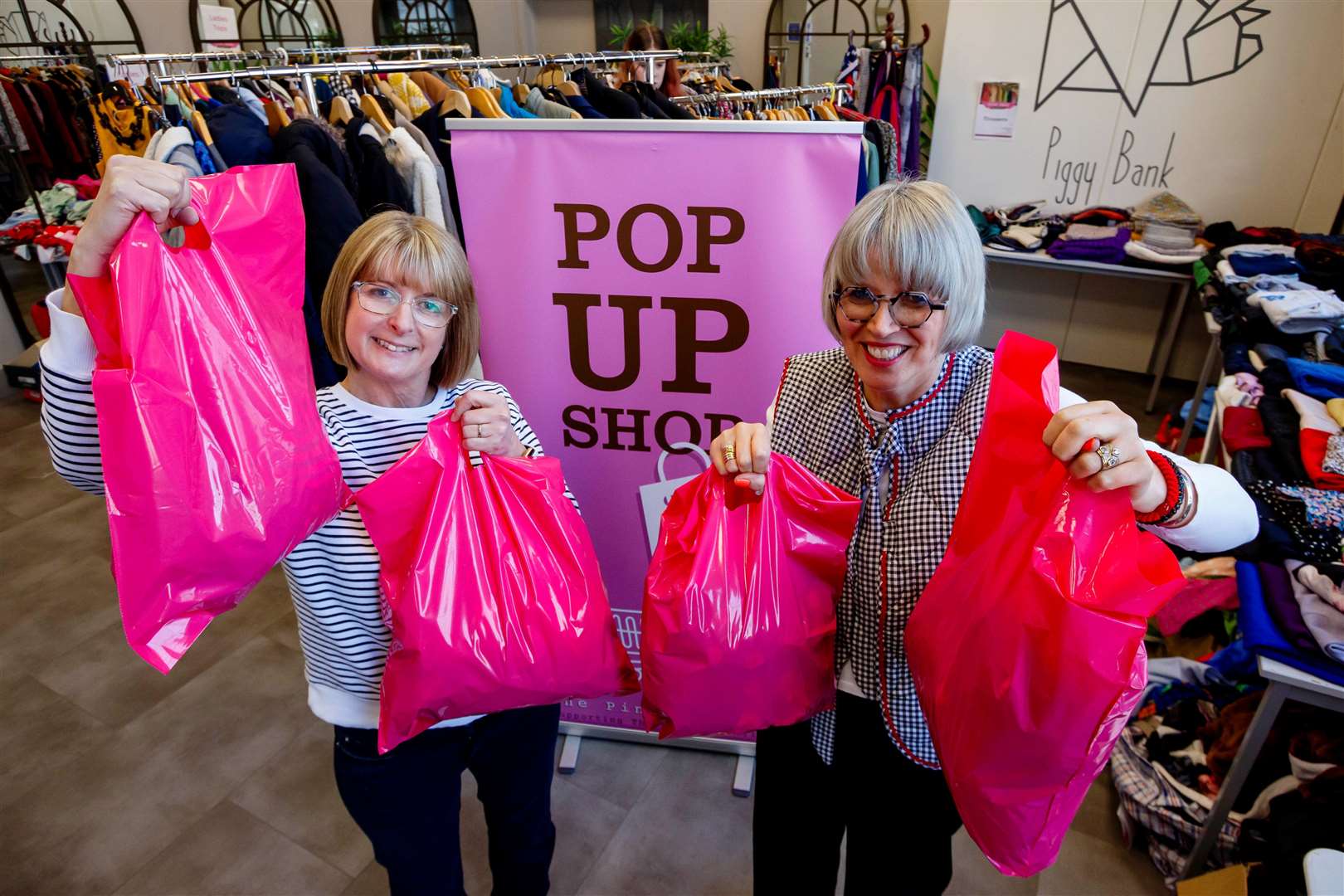 Cheryl Mitchell and charity founder Bridget McIntyre at the sale. Picture: Mark Bullimore